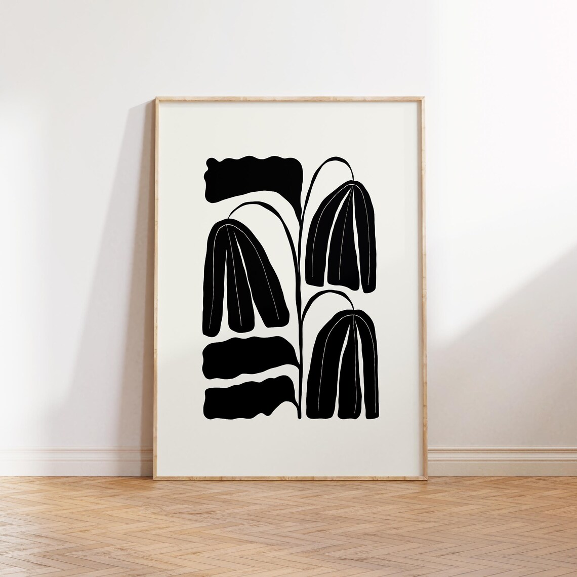 Dark Flowers Abstract Floral Art Print, Modern Decor