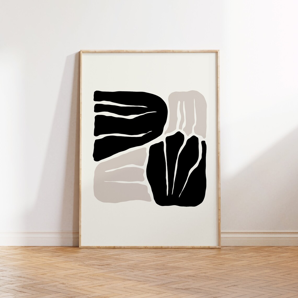 Dark Flowers Abstract Floral Art Poster, Black And White