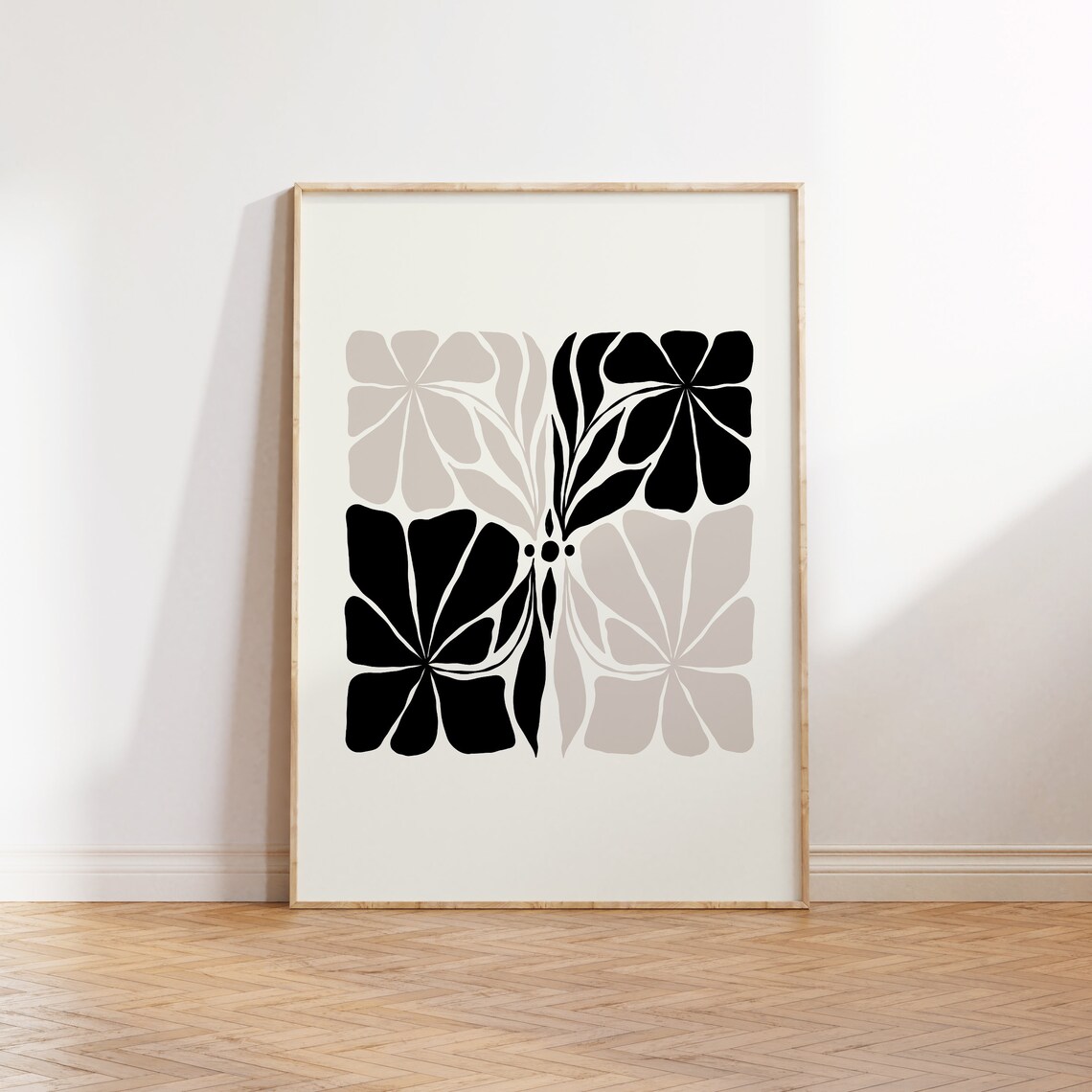 Dark Flowers Abstract Botanical Art Print