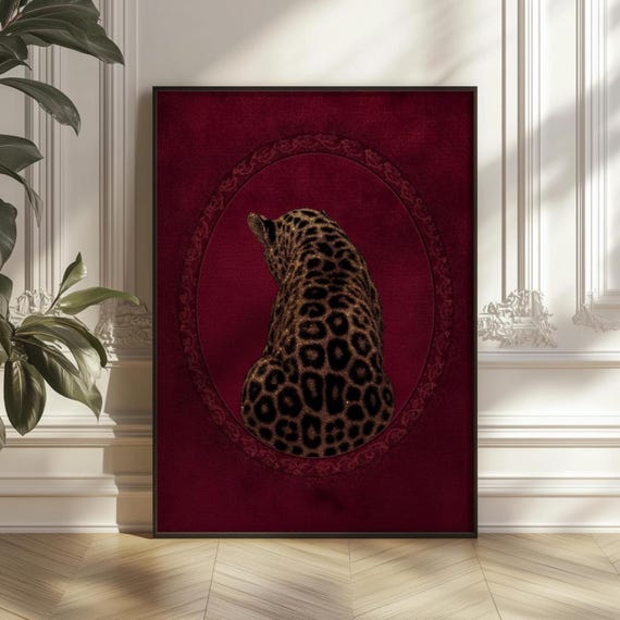 Moody Leopard Art Print, Dark Academia Jungle Decor