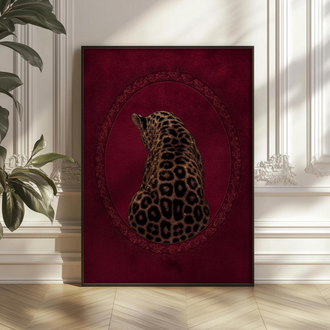 Moody Leopard Art Print, Dark Academia Jungle Decor