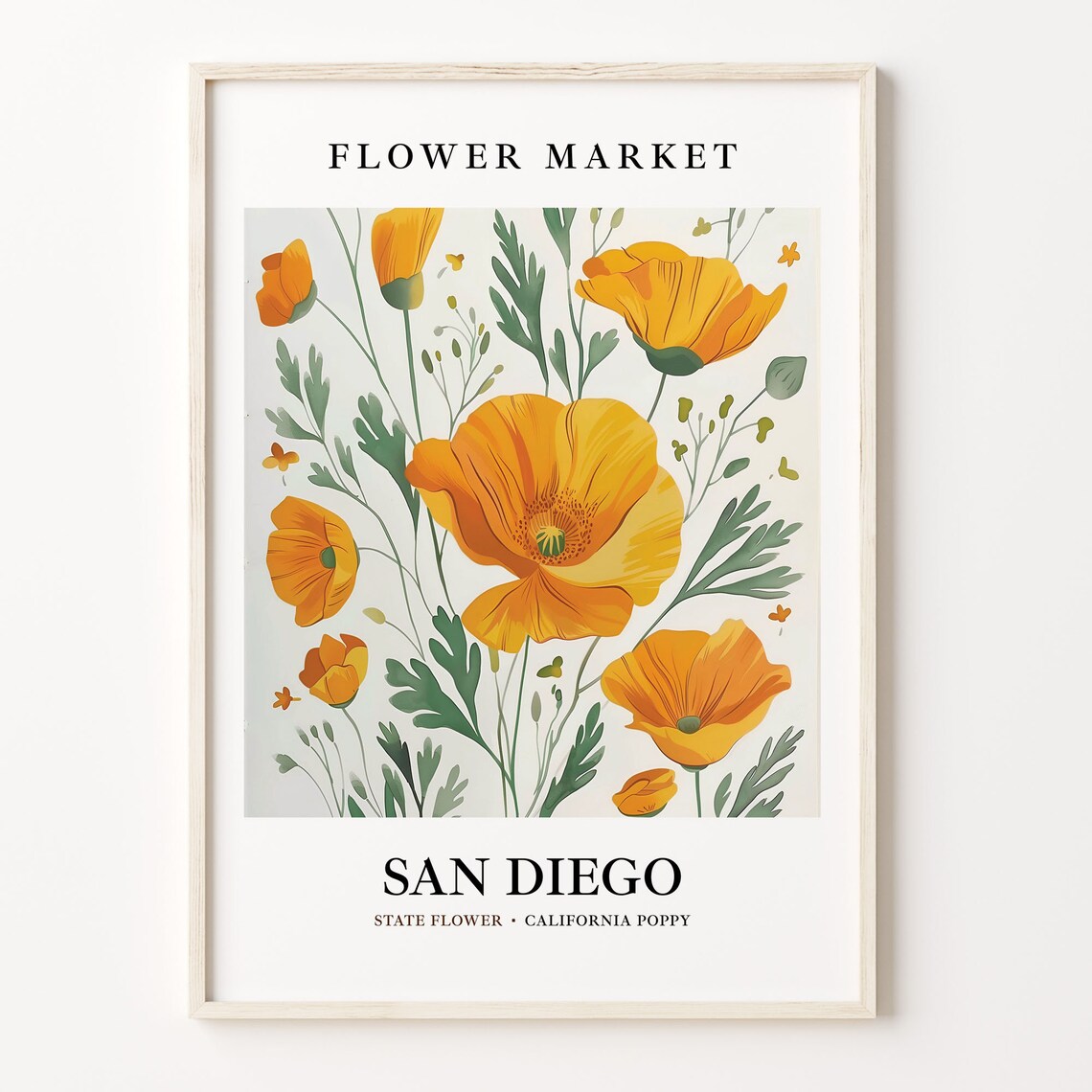 San Diego Flower Market Art Print, California Poppy