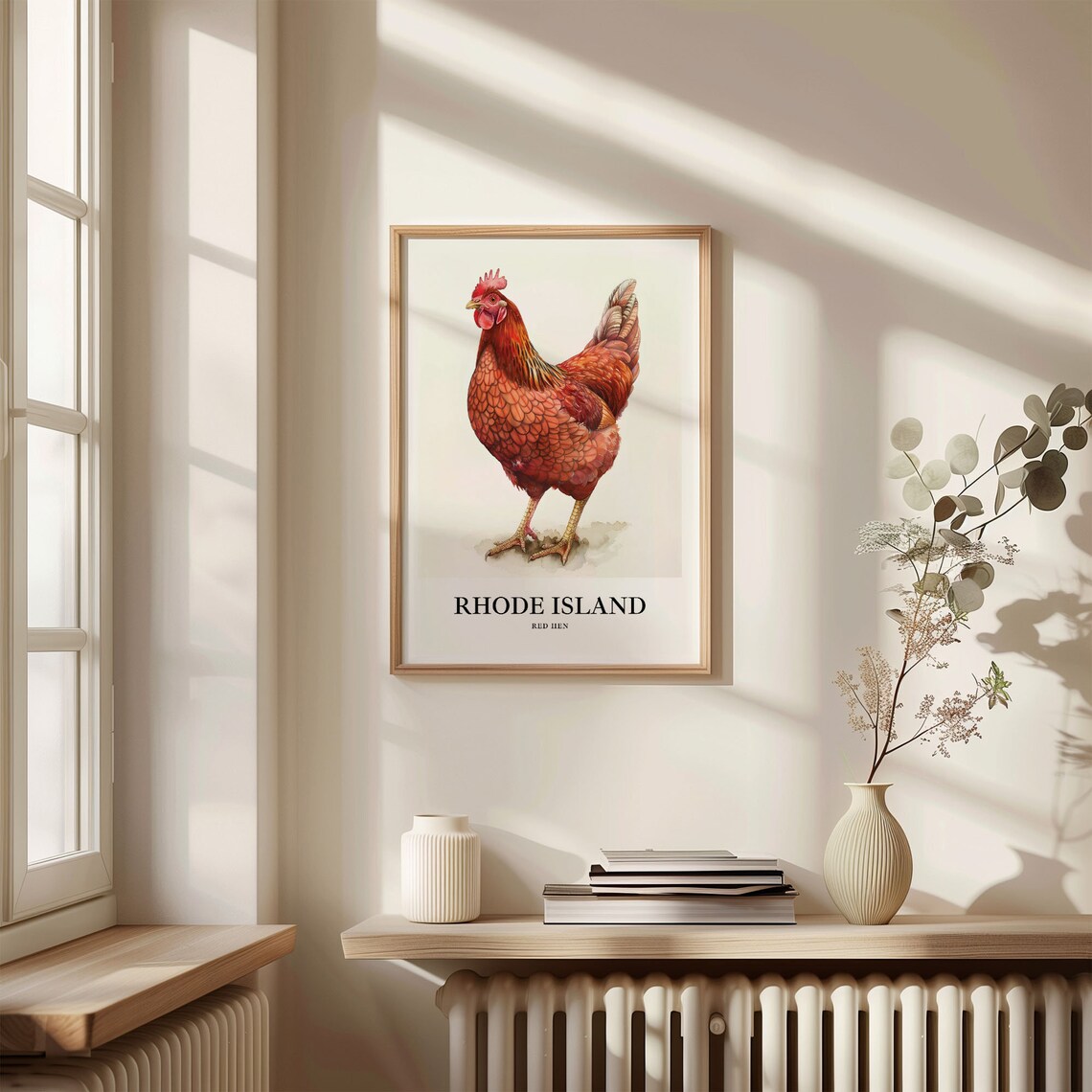 Proud Rhode Island Red Hen Watercolor Bird Illustration Poster - Image 3