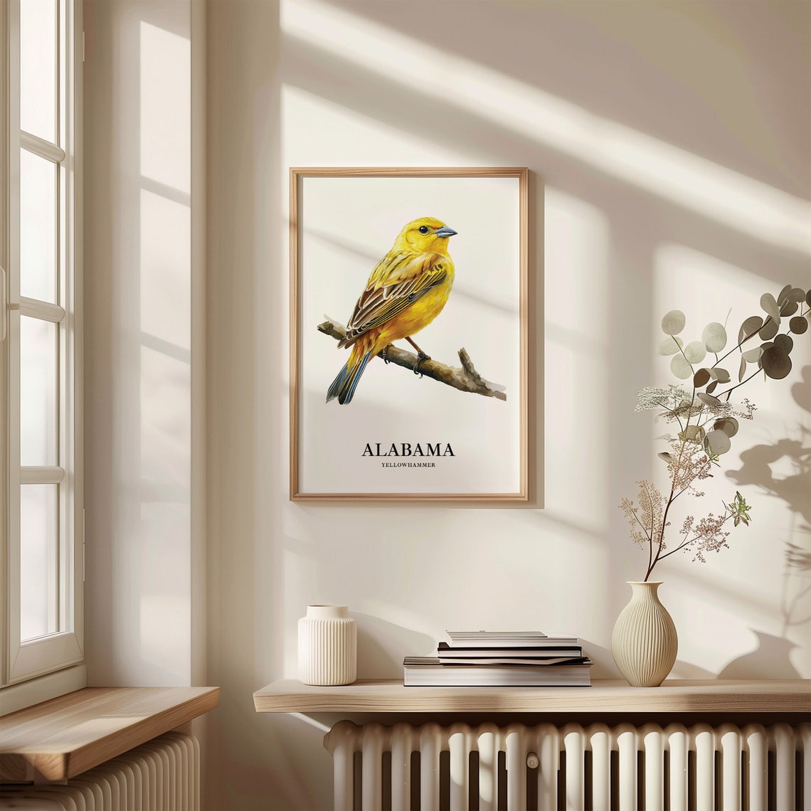 Golden Alabama Yellowhammer Watercolor Bird Illustration Poster - Image 3