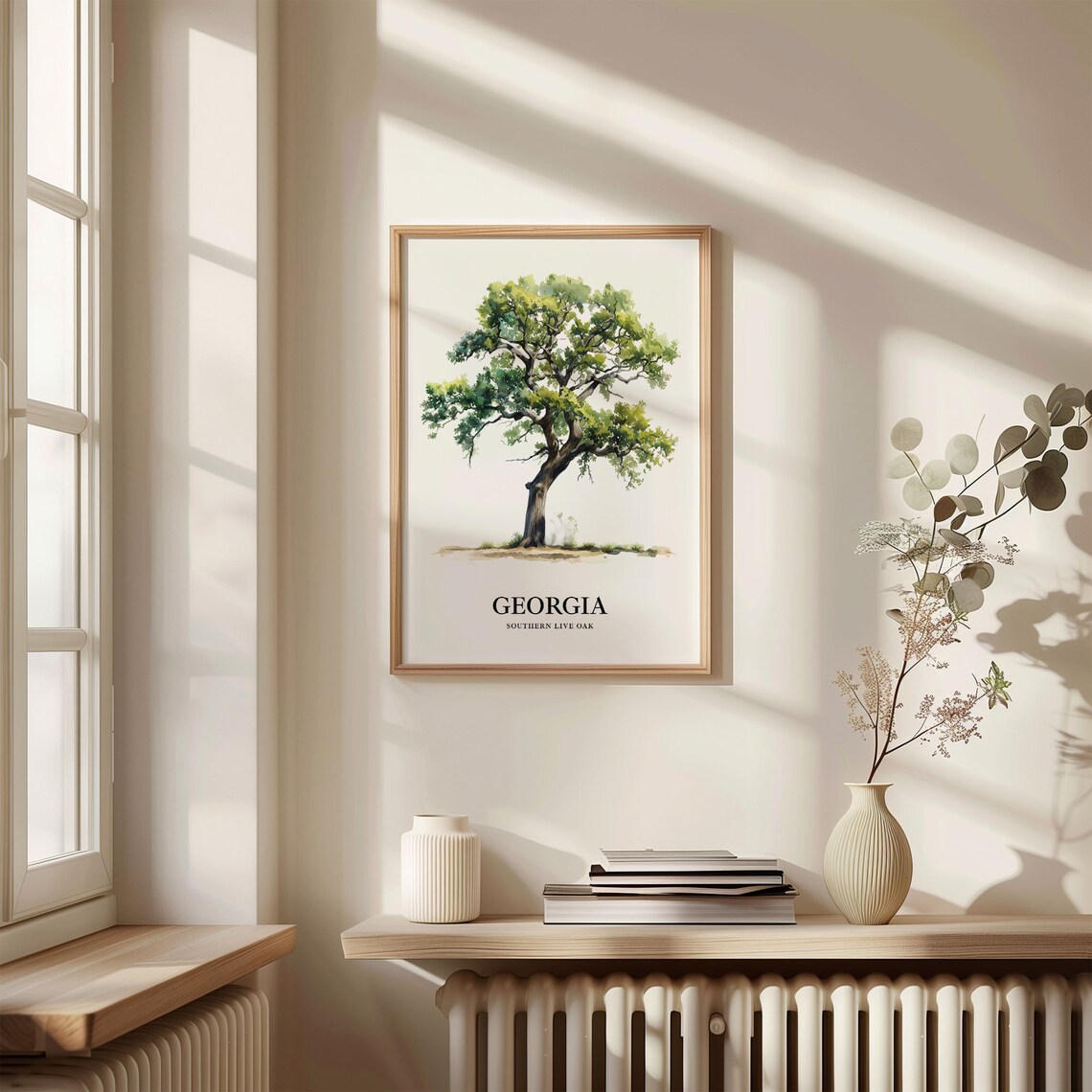 Southern Live Oak Georgia State Tree Lush Canopy Watercolor Art Poster - Image 3
