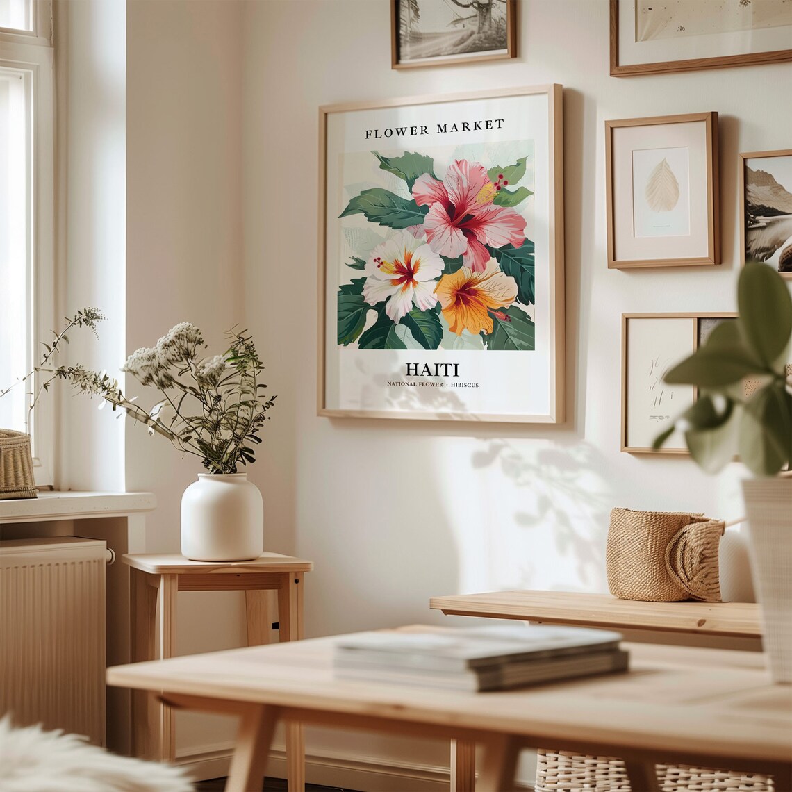 Haiti Flower Market Art Print, Hibiscus Botanical Decor - Image 2