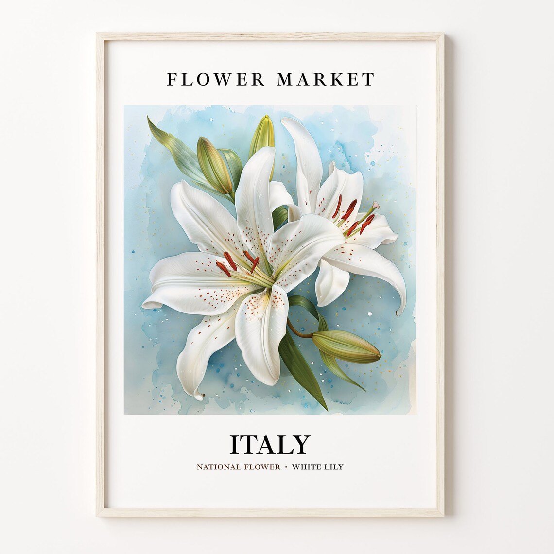 Italy Flower Market Vintage Travel Poster
