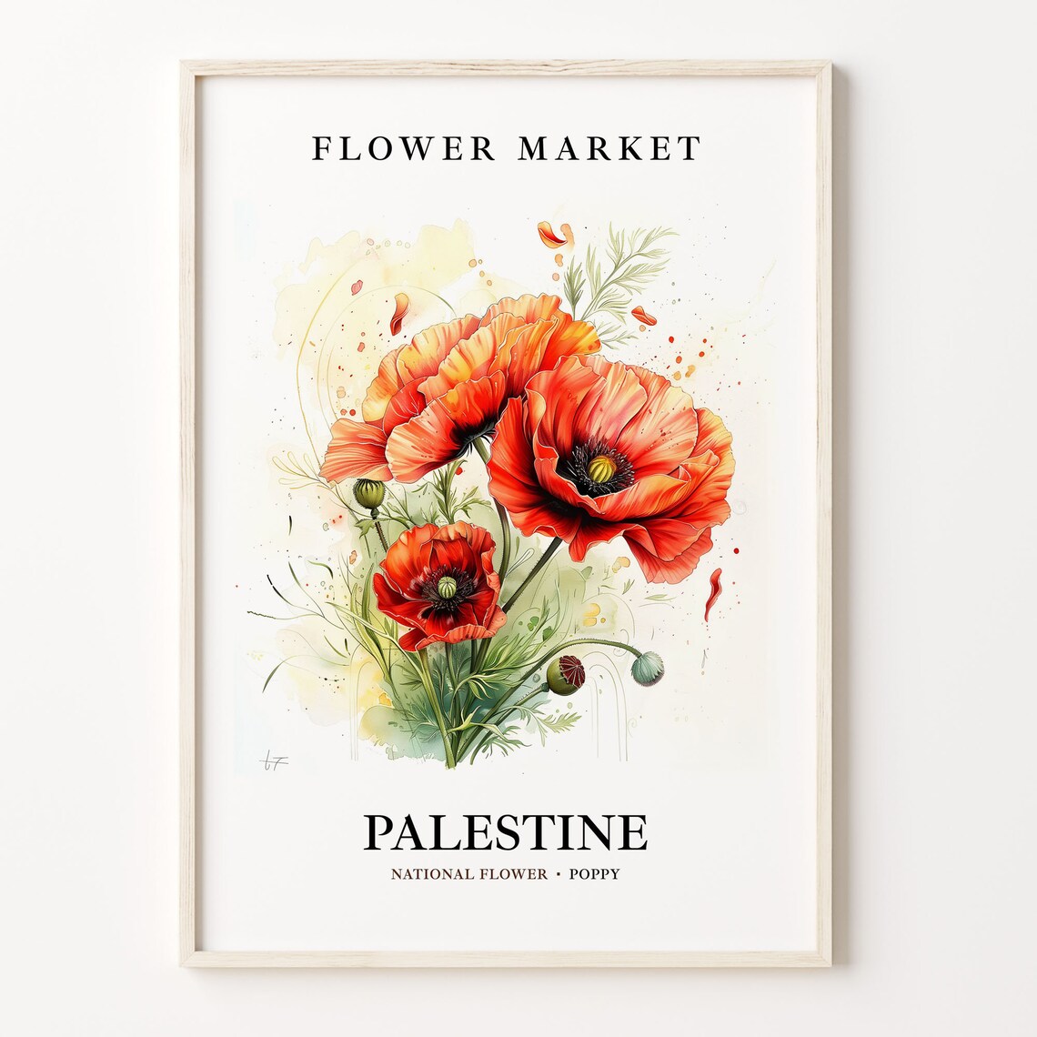 Palestine National Flower Market Poppy Poster