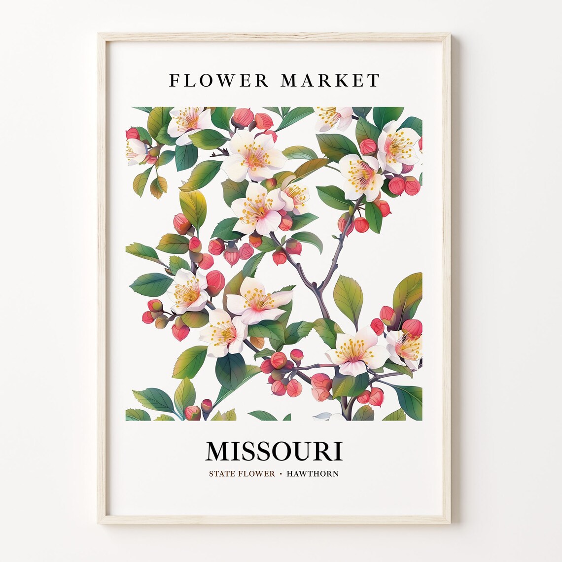 Missouri State Flower Art Print, Neutral Botanical
