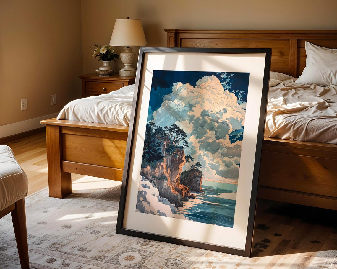 Dramatic Coastal Cliffs Billowing Clouds Ocean Landscape Poster - Image 4