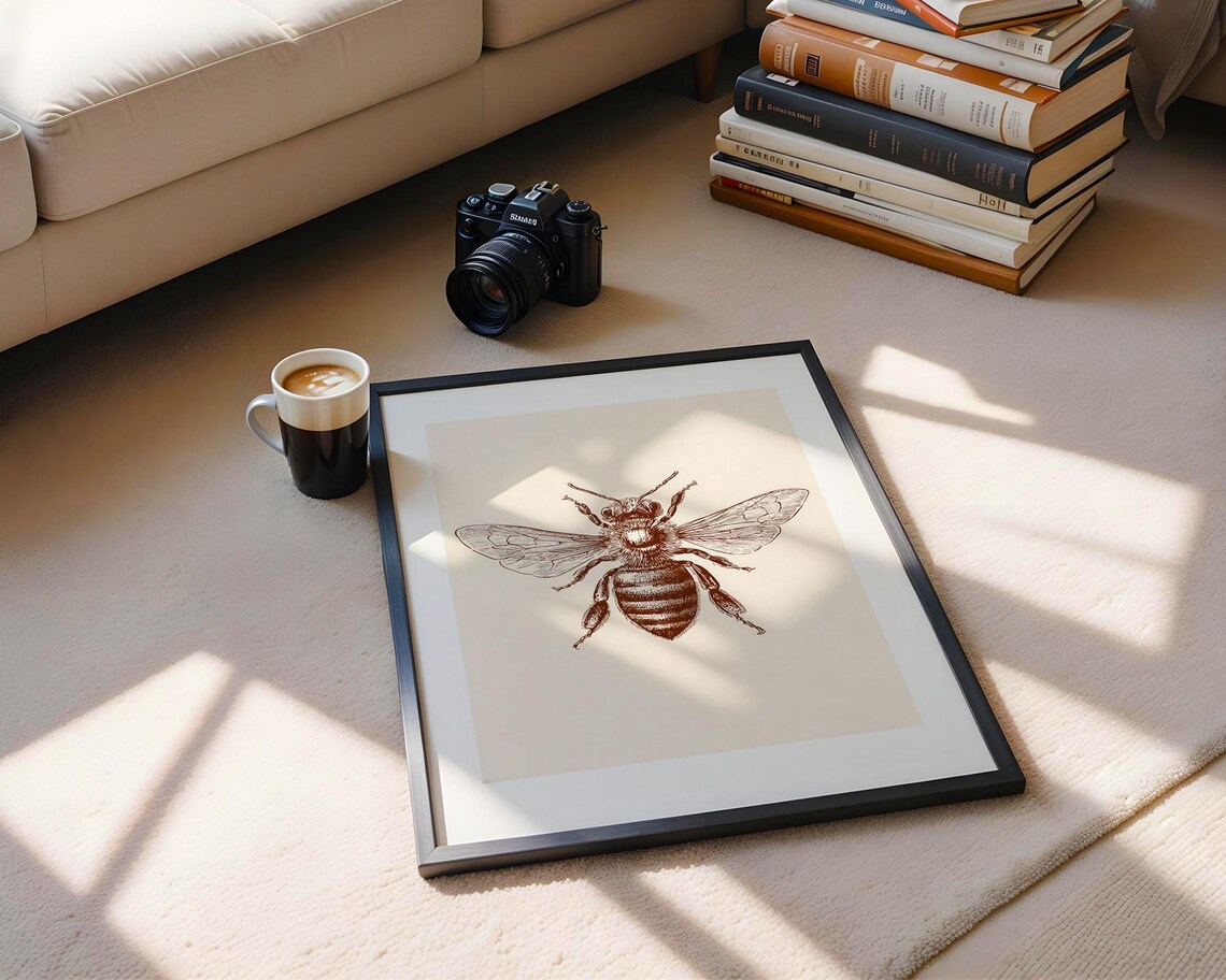 Honeybee Sepia Ink Sketch Vintage Entomology Illustration Poster - Image 6