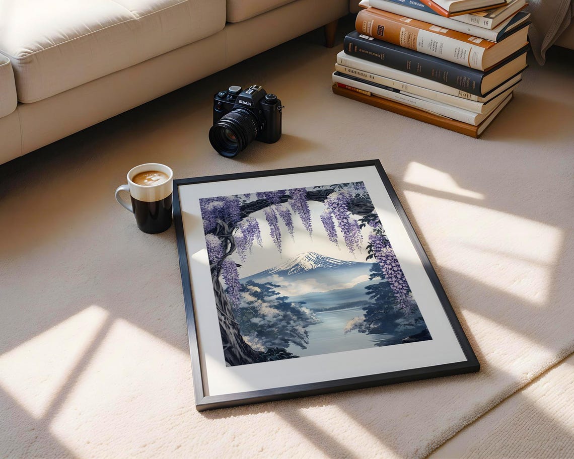 Mount Fuji Framed By Purple Wisteria Arch Blossom Art Poster - Image 5