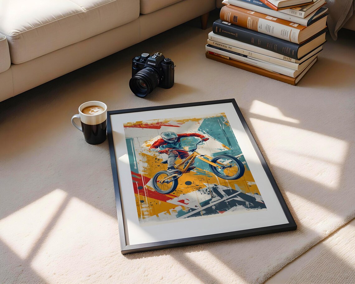 BMX Rider Jumping Trick Bold Graffiti Urban Sports Street Poster - Image 5