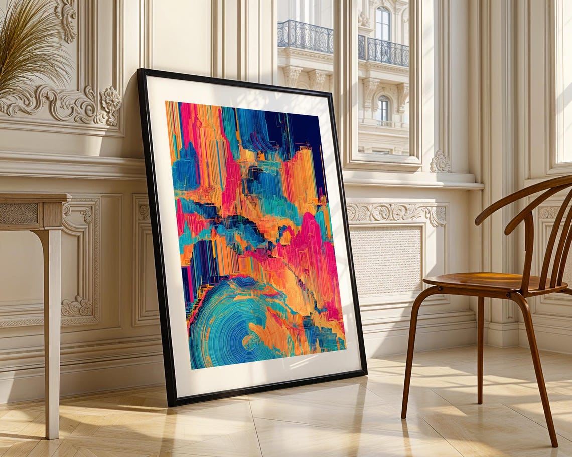 Colorful Abstract Brush Stroke Pink Blue Orange Modern Art Print - Image 4