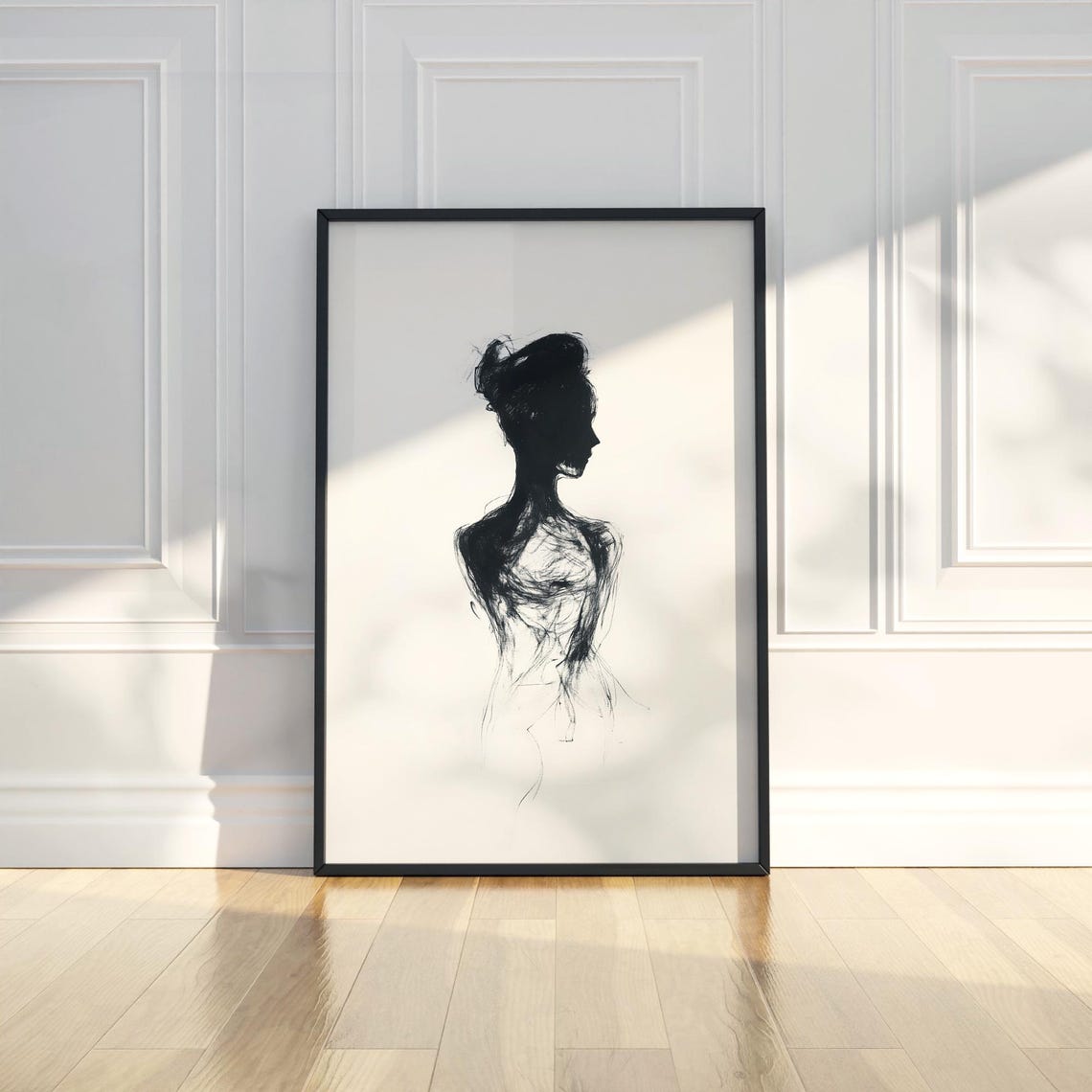 Dancer Silhouette Abstract Charcoal Sketch Movement Art Poster