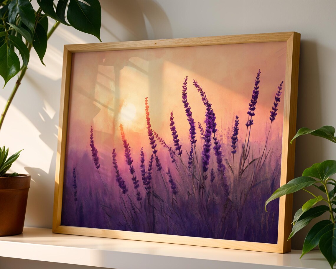 Lavender Field Purple Sunset Nature Botanical Calming Art Poster - Image 4