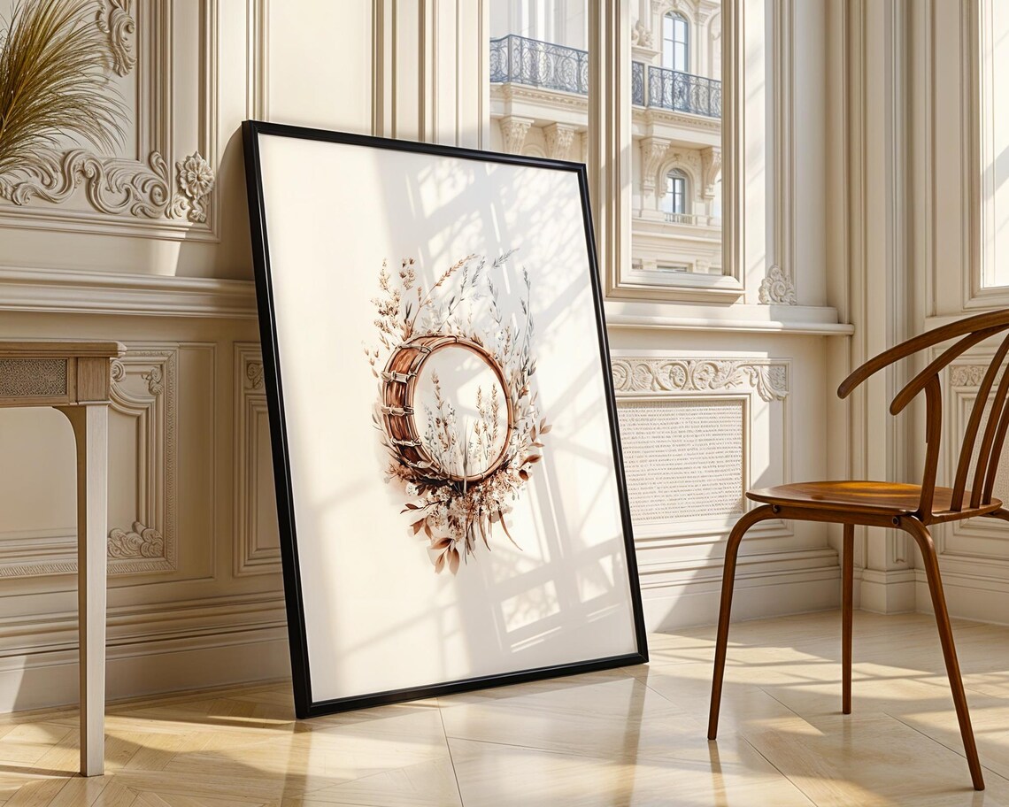 Snare Drum Botanical Wreath Watercolor Music Room Wall Art Decor - Image 4
