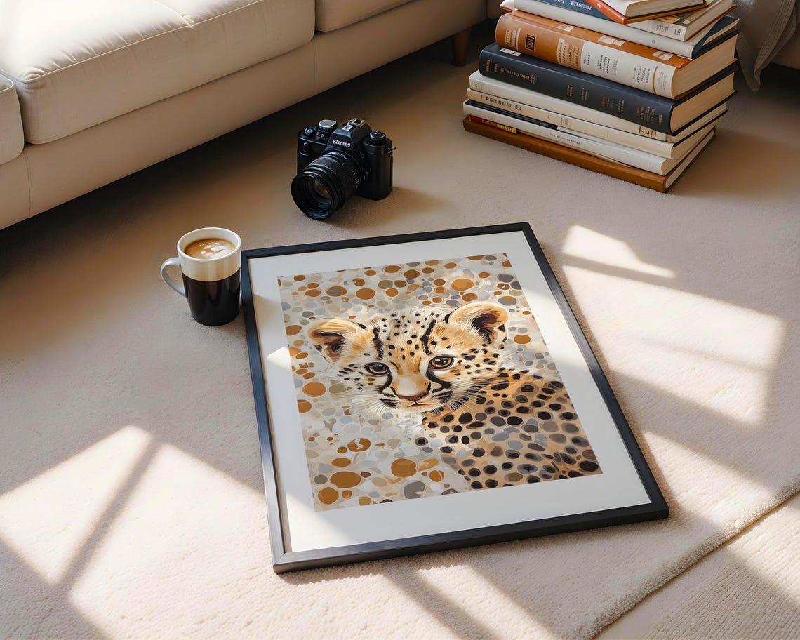 Leopard Cub Portrait Golden Dots Cute Big Cat Wildlife Art Poster - Image 4