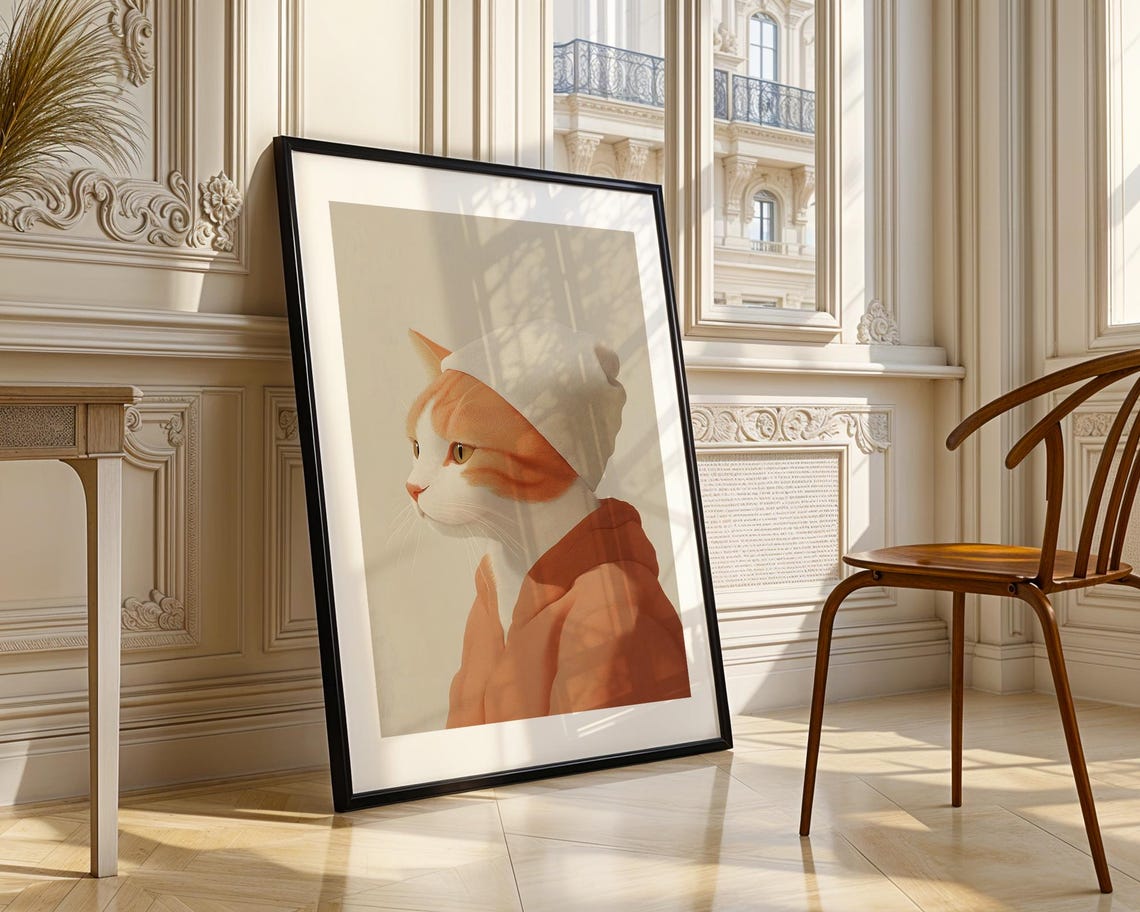 Funny Orange Cat In Beanie And Sweater Realistic Pet Portrait Poster - Image 3