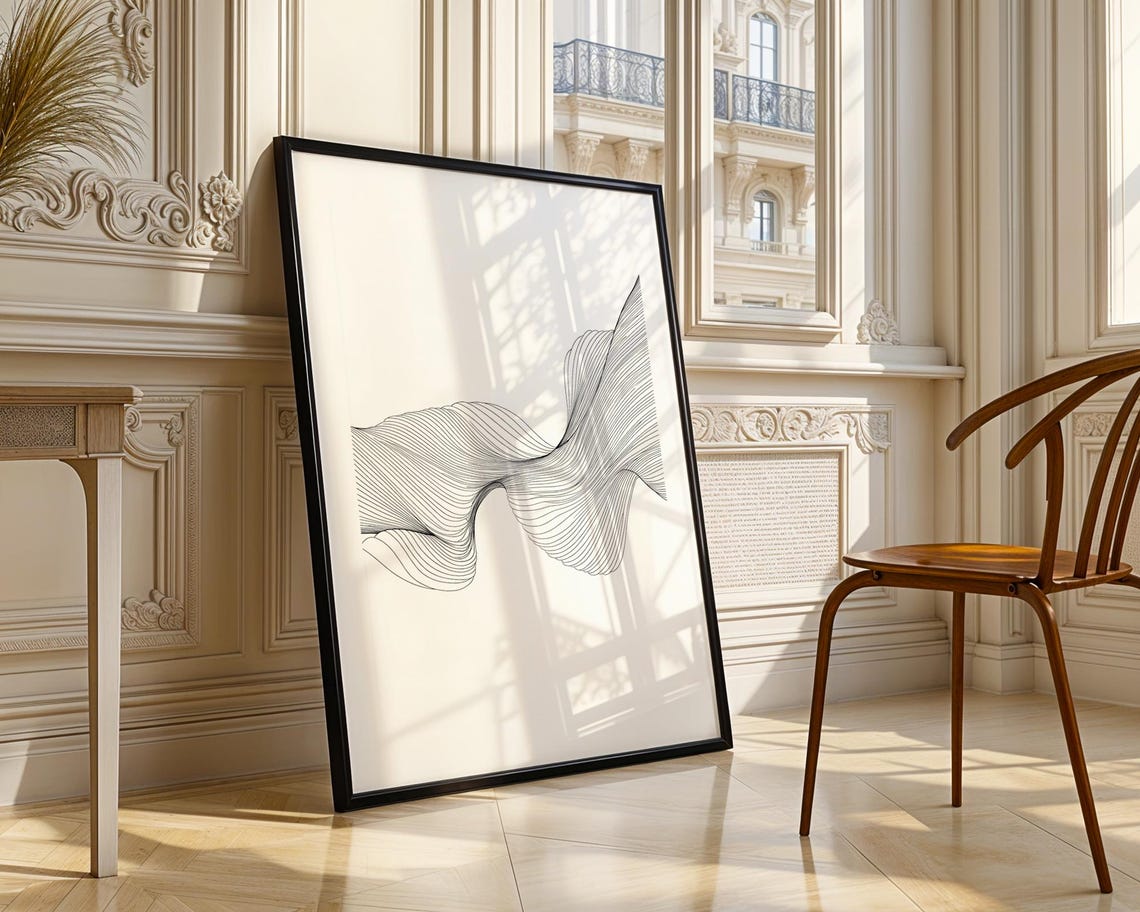 Abstract Flowing Line Wave Art Poster for Minimalist Living Rooms - Image 3