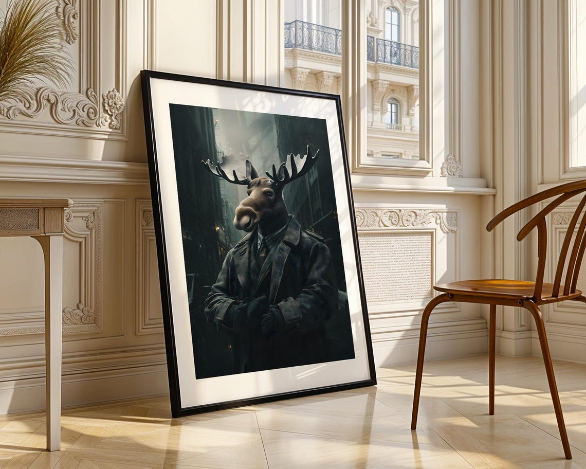 Moose In City Urban Animal Illustration Art Print Trendy Wall Room Decor Prints Poster - Image 3
