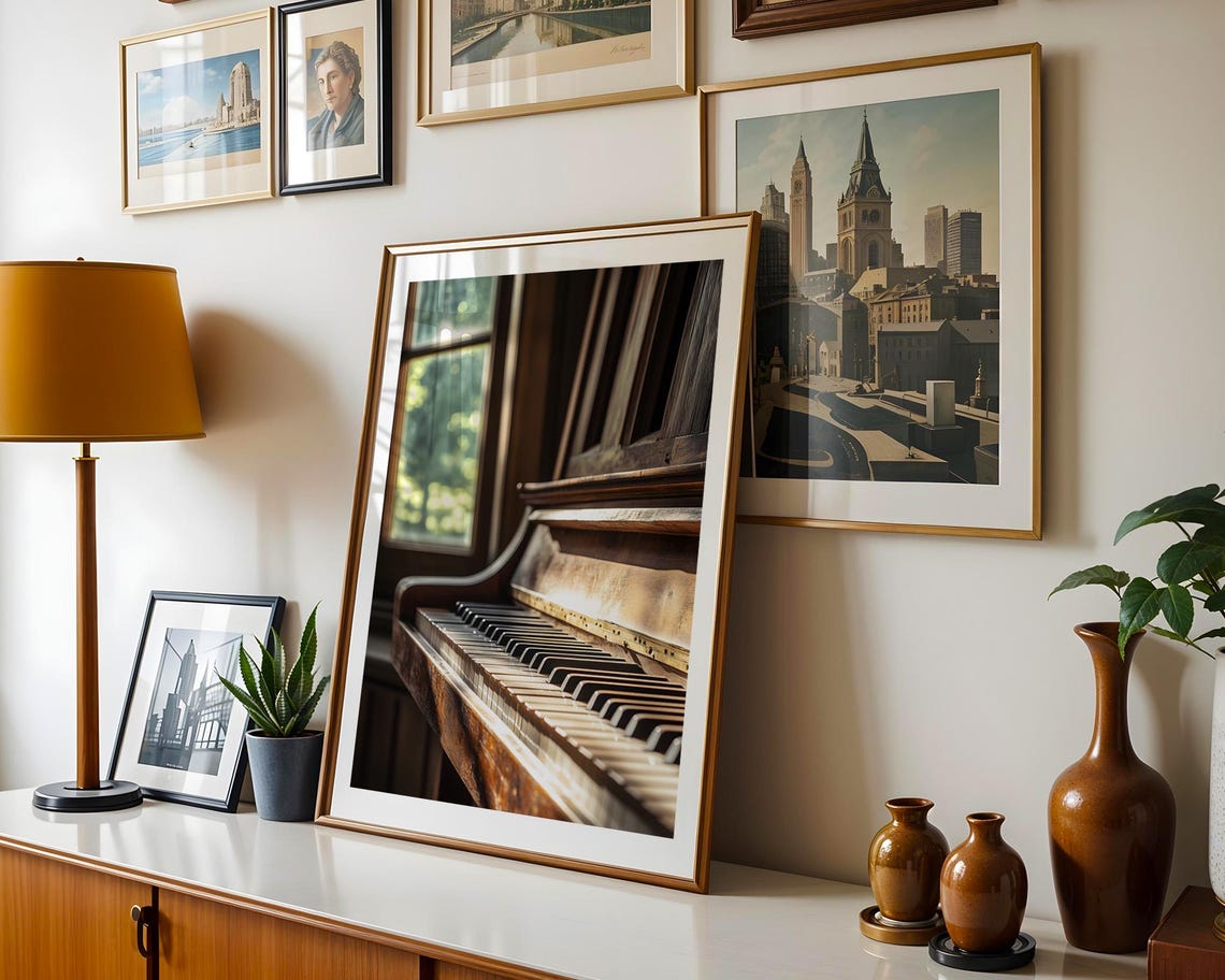 Antique Piano Keys Window Light Music Room Nostalgic Art Poster - Image 5