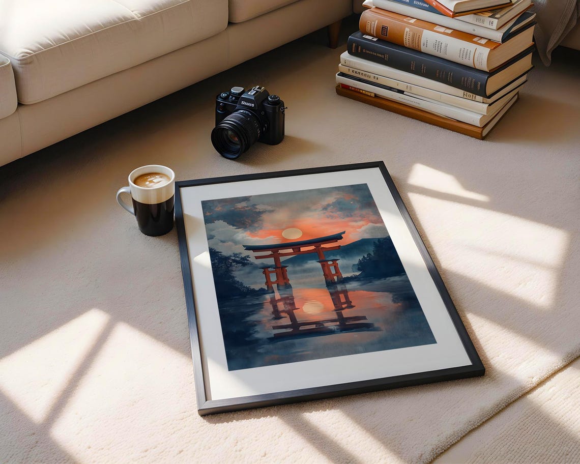 Itsukushima Shrine Torii Gate Sunset Reflection Japan Art Poster - Image 5