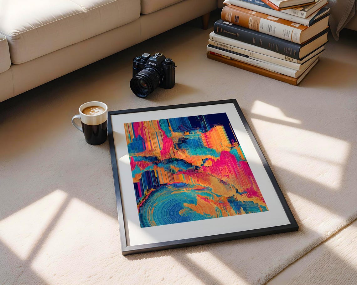 Colorful Abstract Brush Stroke Pink Blue Orange Modern Art Print - Image 6