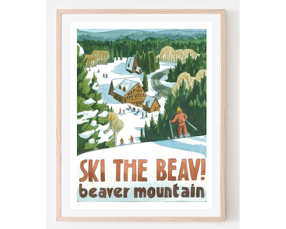 Beaver Mountain Vintage Travel Poster, Utah Ski Resort