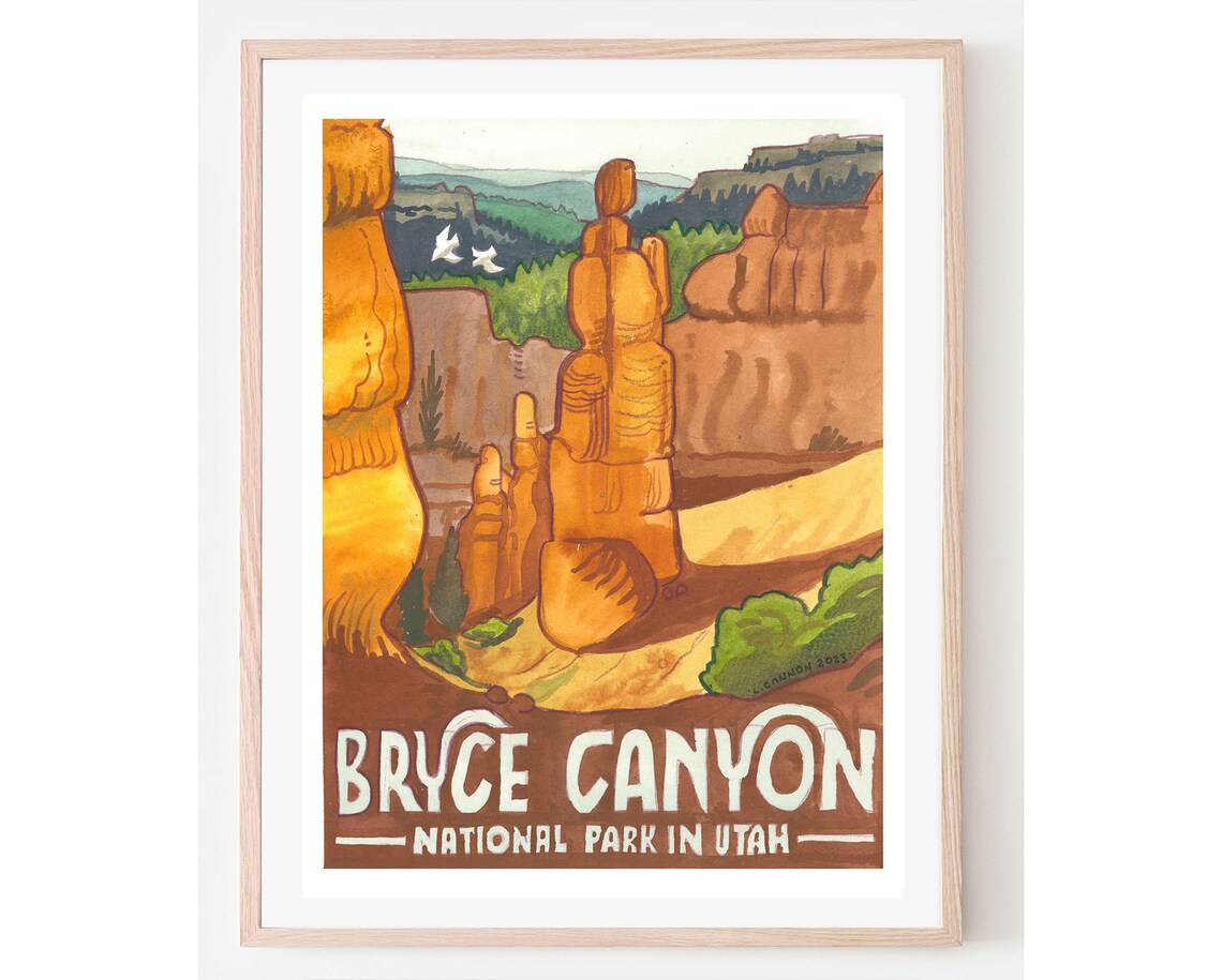 Bryce Canyon National Park Travel Poster, Utah Art Print