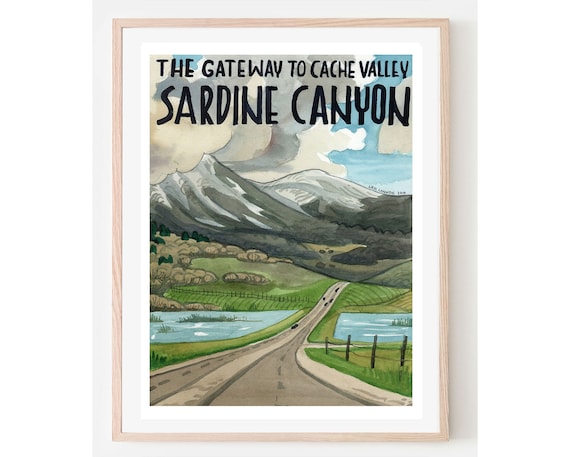 Sardine Canyon Gateway to Cache Valley Vintage Travel Poster