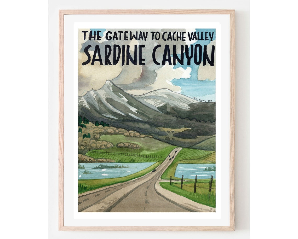 Sardine Canyon Gateway to Cache Valley Vintage Travel Poster