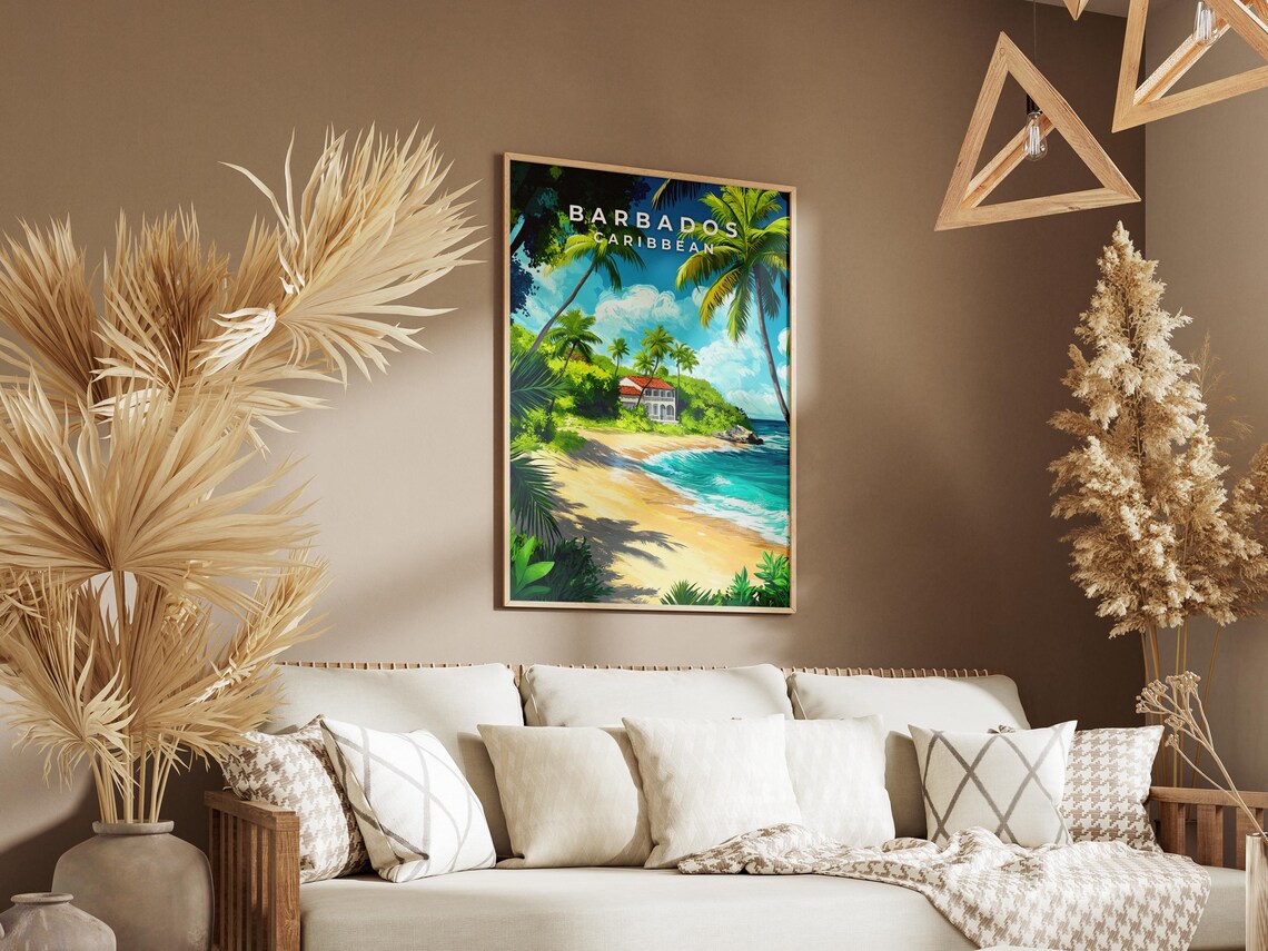 Barbados Travel Poster, Caribbean Coastal Art - Image 2