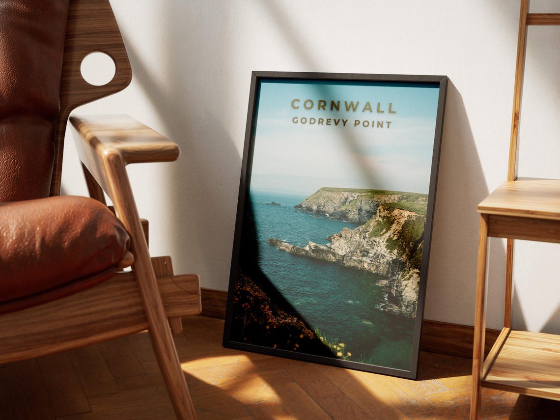 Cornwall Godrevy Point Coastal Cliffs Ocean View Travel Poster - Image 4