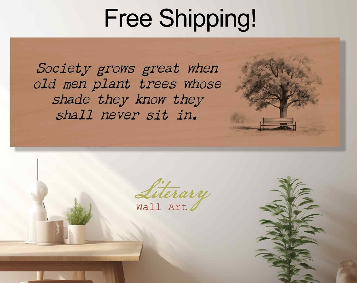 Society Grows Great Inspirational Quote, Nature Sketch - Image 3