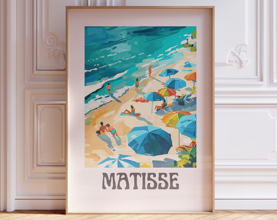 Henri Matisse Aerial Beach View Umbrellas Over Turquoise Sea Poster