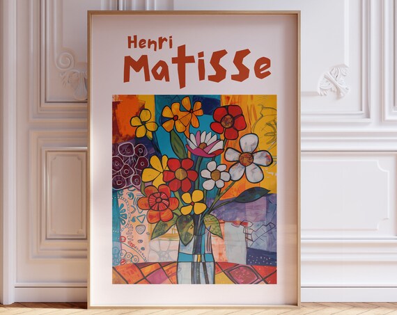Henri Matisse Playful Flower Bouquet Glass Vase Floral Art Poster