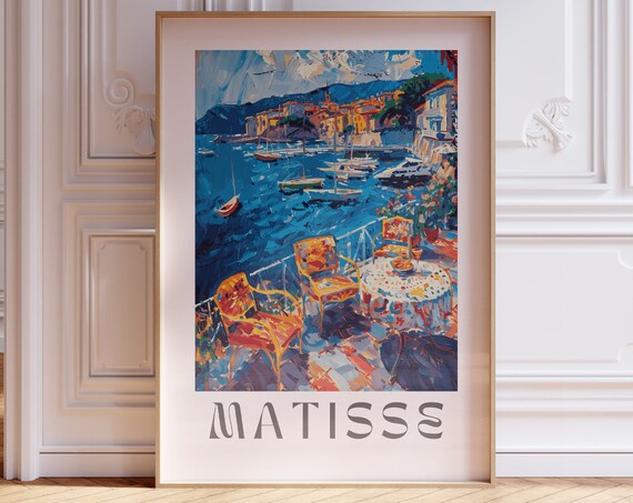 Matisse Sunny Harbor Terrace Cafe Table Boats Coastal Art Poster