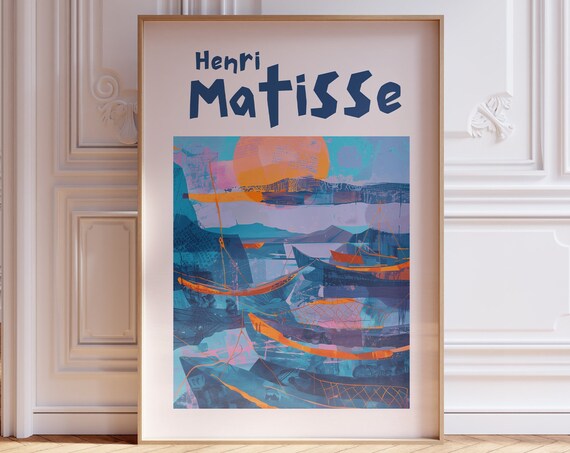 Henri Matisse Sunset Harbor Boats Orange Blue Seascape Poster