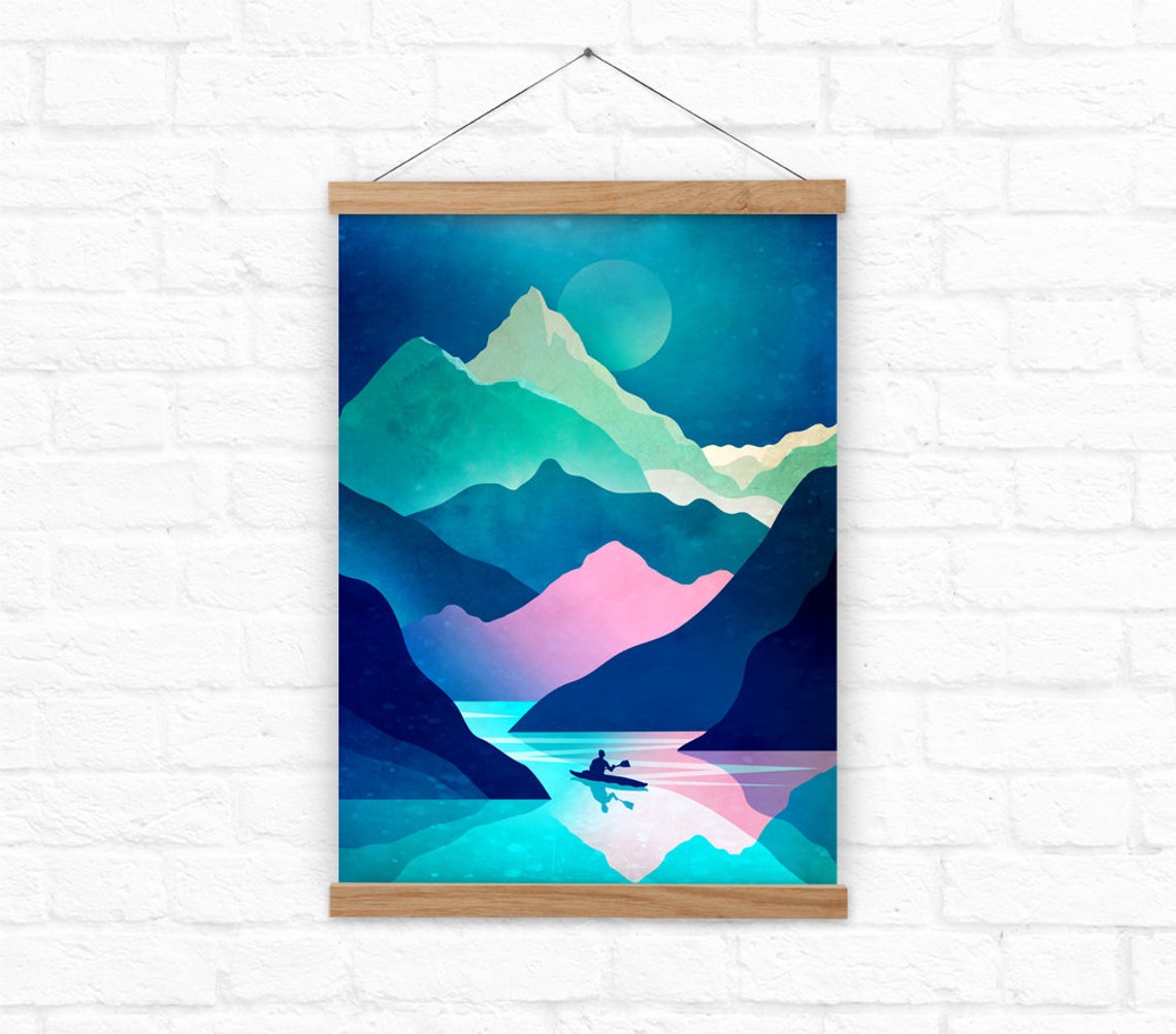 Kayaking Lake And Mountains Art Print - Image 2