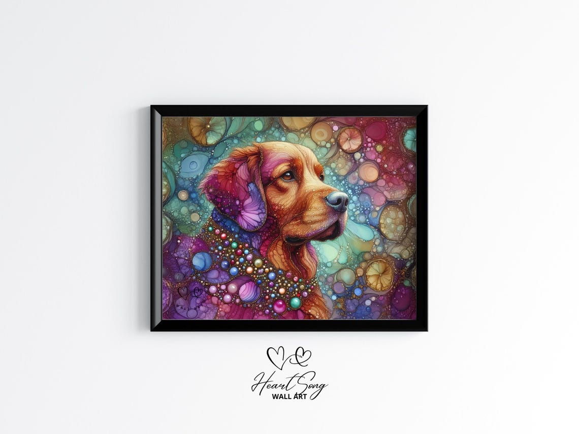 Chesapeake Bay Retriever Dog Painting Rustic Abstract Wall Art In Soft Tones With Fluid Motion For Modern Decor Love 847