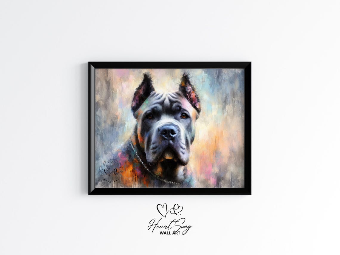 Cane Corso Watercolor Dog Portrait Colorful Pastel Pet Art Print