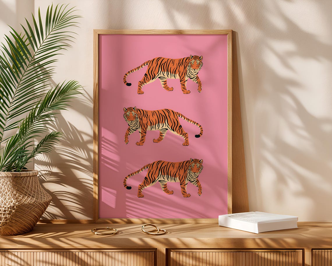 Pink Tiger Printable Wall Art Maximalist Eclectic Poster Trendy Animal Colorful Print Instant - Image 7
