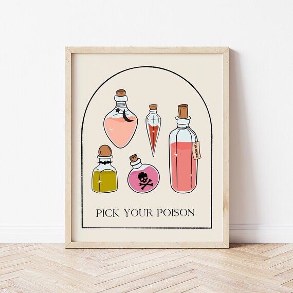 Pick Your Poison Witchy Magic Potion Bottles Halloween Art Print
