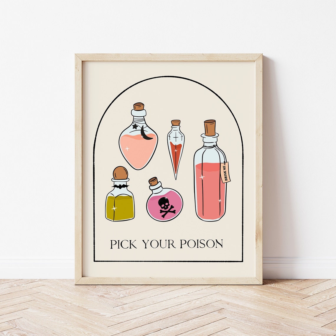 Pick Your Poison Witchy Magic Potion Bottles Halloween Art Print