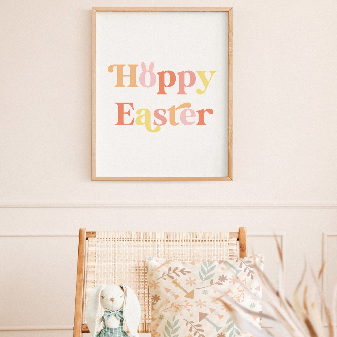 Hoppy Easter Colorful Retro Lettering Spring Holiday Word Art Poster - Image 2