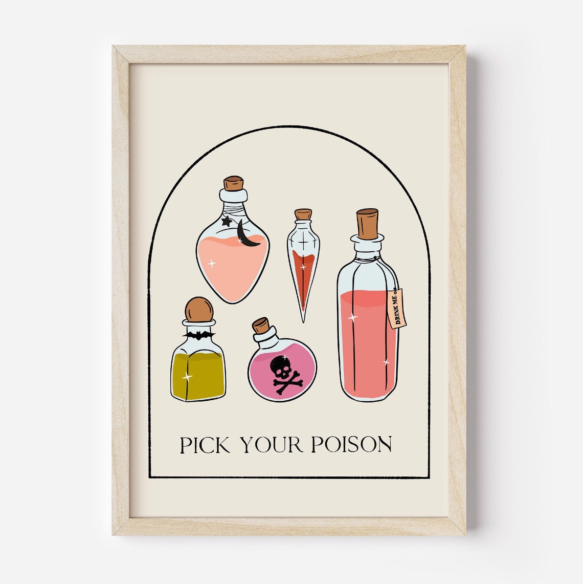 Pick Your Poison Witchy Magic Potion Bottles Halloween Art Print - Image 3