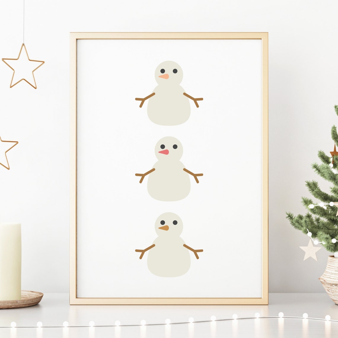 Cute Minimalist Snowmen Winter Trio Holiday Decor Art Poster - Image 4