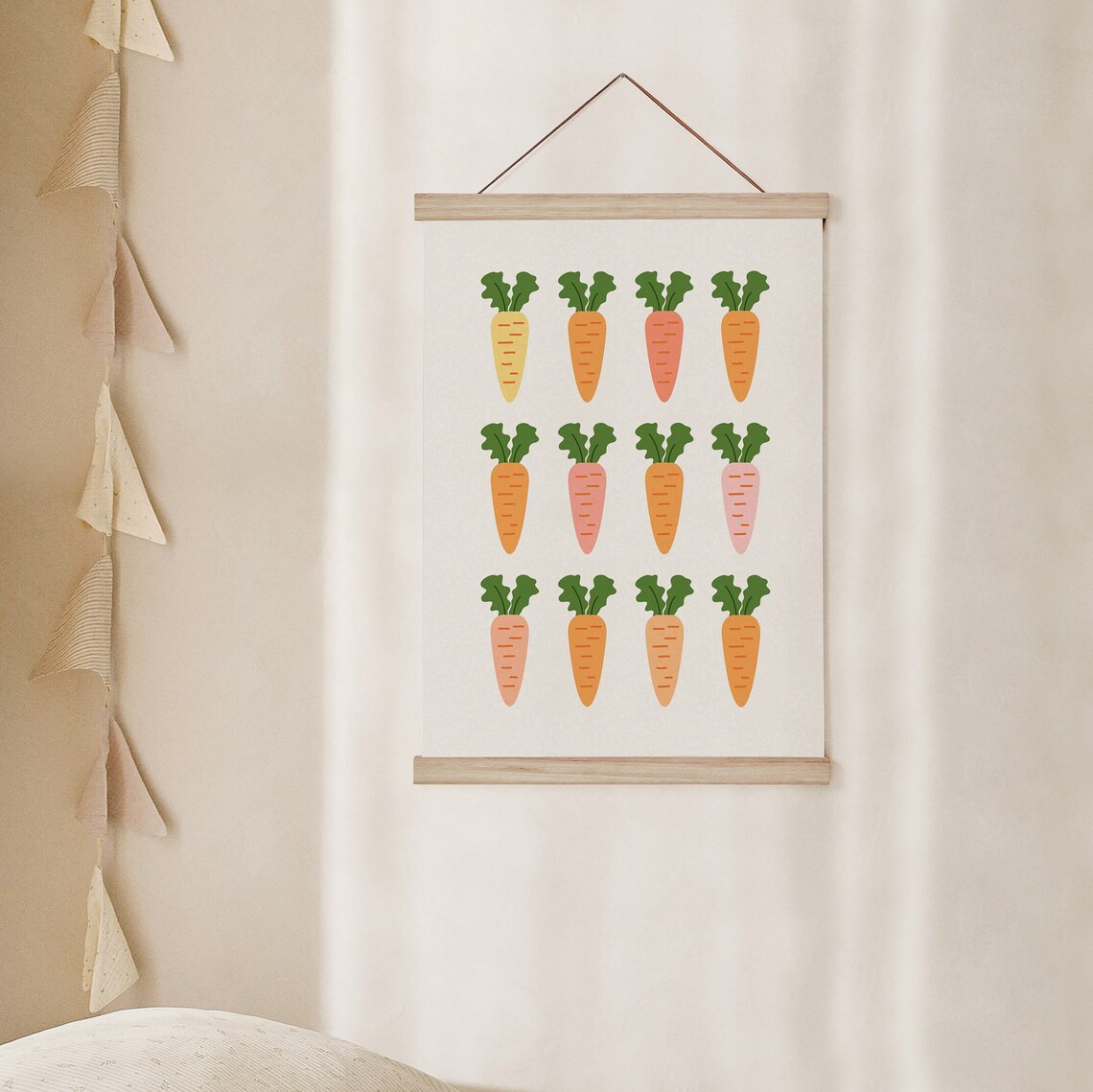 Pastel Carrots Grid Twelve Vegetable Illustrations Kitchen Decor Poster - Image 3