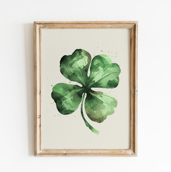 Watercolor Shamrock Print St Patricks Day Prints Shamrock Farmhouse St Patricks Day St Paddys Prints Digital Download